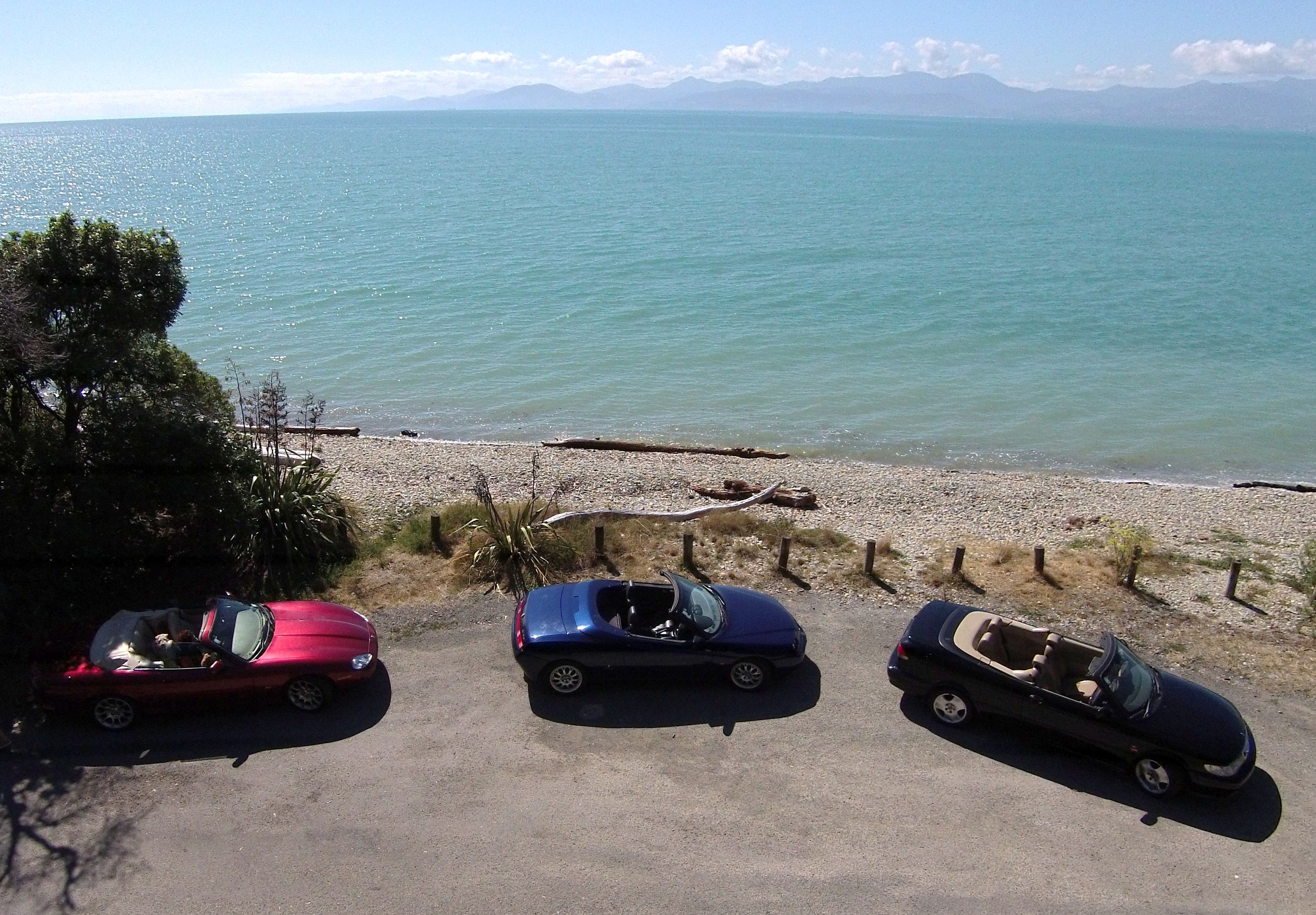 Saab, Alfa & Jaguar convertibles at Ruby Bay NZ